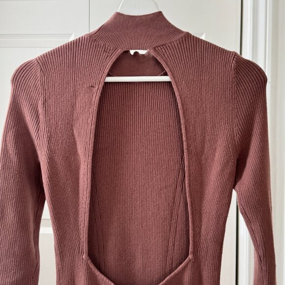 Brown Abercrombie & Fitch Women's Open-Back Midi Sweater Dress - Picture 4 of 7